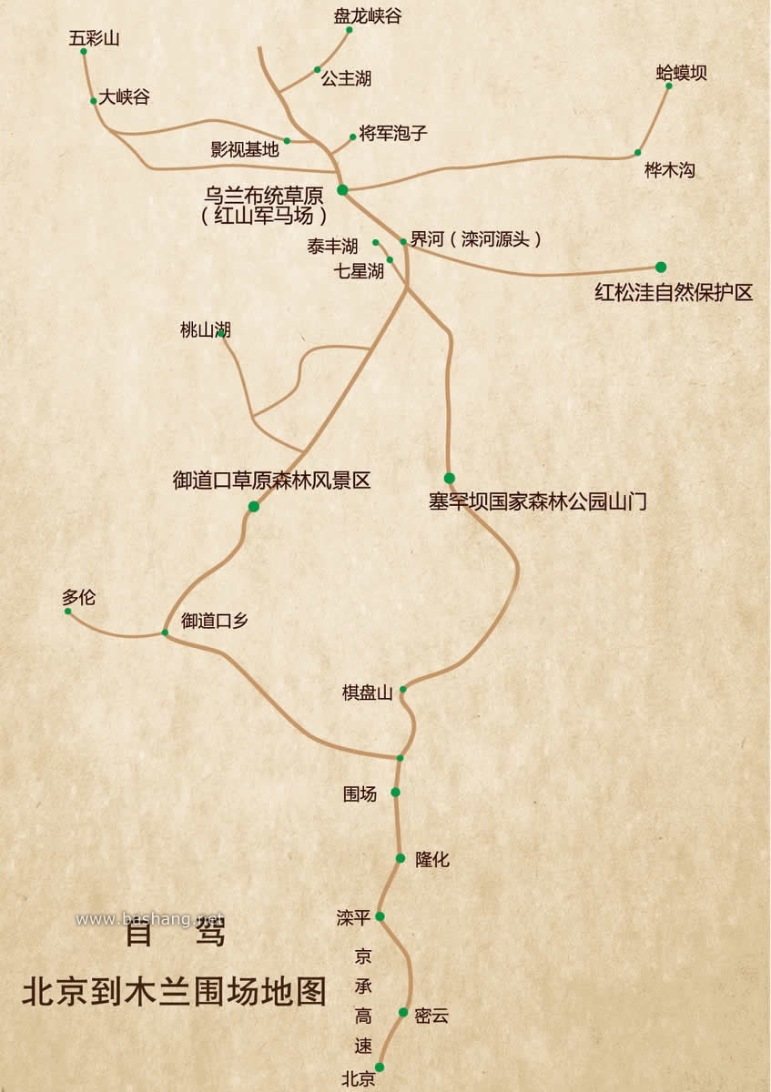 木蘭圍場景區(qū)分布圖